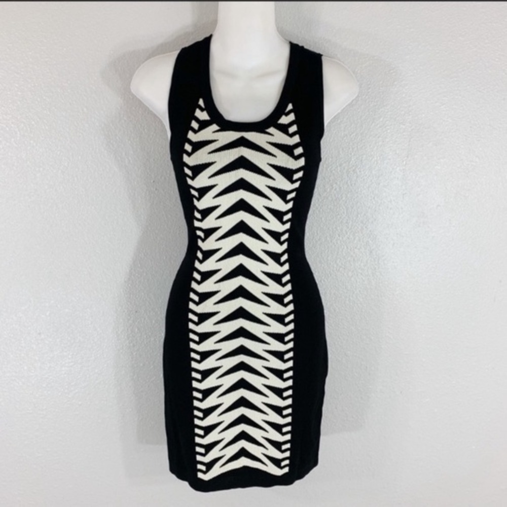 Bar III black off white knit bodycon dress R13 - Picture 6 of 6